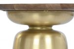 Ława stolik kawowy złoty z drewnianym blatem 2