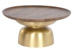 Ława stolik kawowy złoty z drewnianym blatem 1