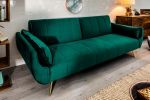 Sofa rozkładana Wersalka aksamitna Divani zieleń butelkowa złote nogi - Invicta Interior 10