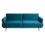 Sofa Scandi rozkładana aksamitna niebieska - Atmosphera 1