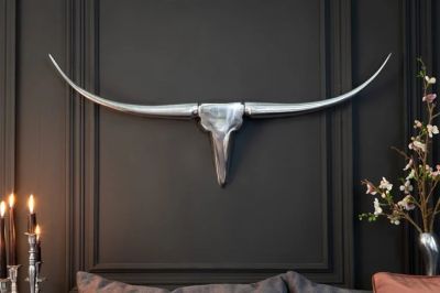 Dekoracja alu Bull srebrna 99 cm  - Invicta Interior