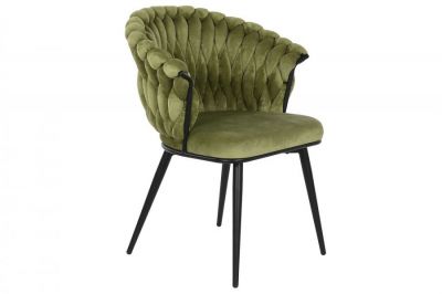 Krzesło Interlace aksamitne zielone