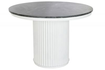 Stół okrągły Relief biały z czarnym marmurem