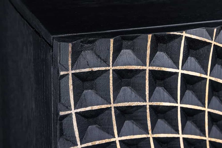 Komoda drewniana Illusion 120 cm drewno mango czarna - Invicta Interior