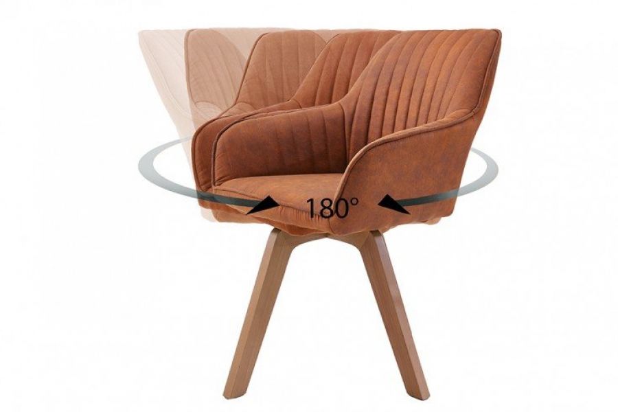 Krzesło Livorno obrotowe vintage brązowe - Invicta Interior
