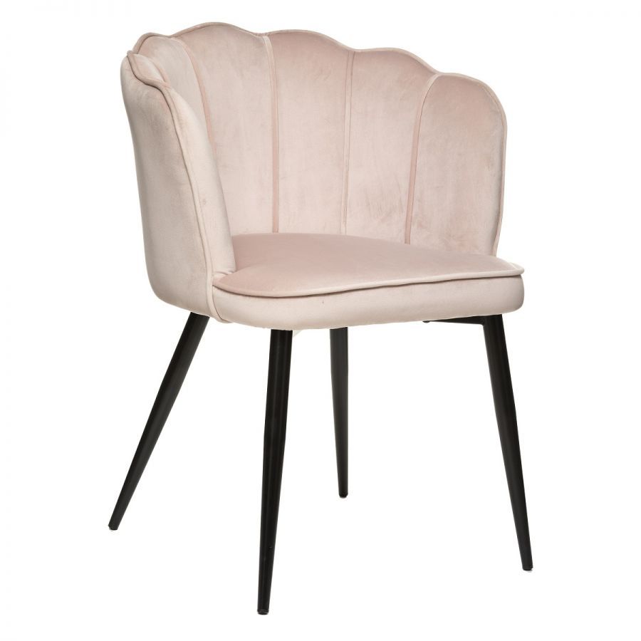 Krzesło Shell aksamitne różowe - Atmosphera
