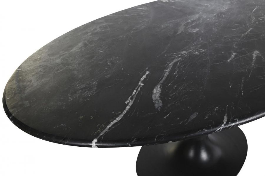 Stół Tulp owalny czarny z marmurowym blatem