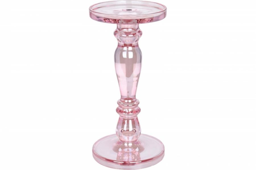 Świecznik Crystal glamour różowy 23 cm