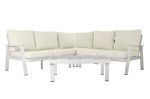 Sofa ogrodowa aluminiowa biała creme ze stolikiem 1