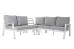 Sofa ogrodowa aluminiowa biała szara ze stolikiem 2