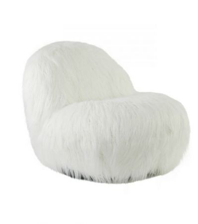 Fotel Yeti z futerkiem biały