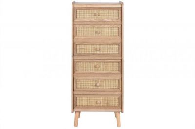 Komoda drewniana Rattan collection z 6 szufladami