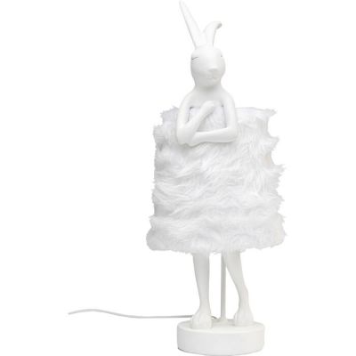 Lampa stołowa Animal Rabbit biała futerkowa 68 cm - Kare Design