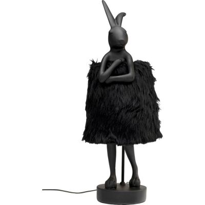 Lampa stołowa Animal Rabbit czarna futerkowa 50 cm - Kare Design