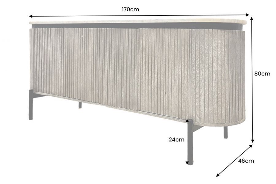 Komoda Adlon z drewna mango z marmurowym blatem szara - Invicta Interior