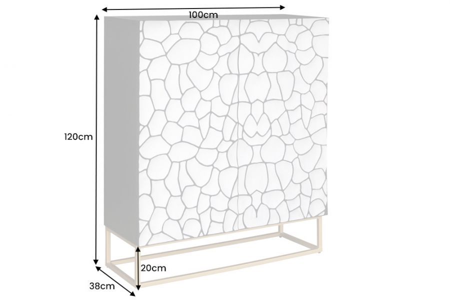 Komoda drewniana Vulcano 120 cm Mosaik biała - Invicta Interior