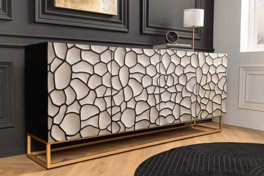 Komoda drewniana Vulcano 177 cm Mosaik biała - Invicta Interior