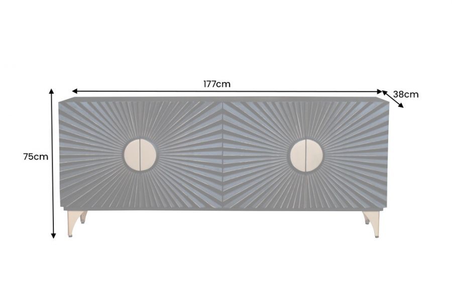 Komoda Solaris czarno złota 177 cm z drewna mango - Invicta Interior