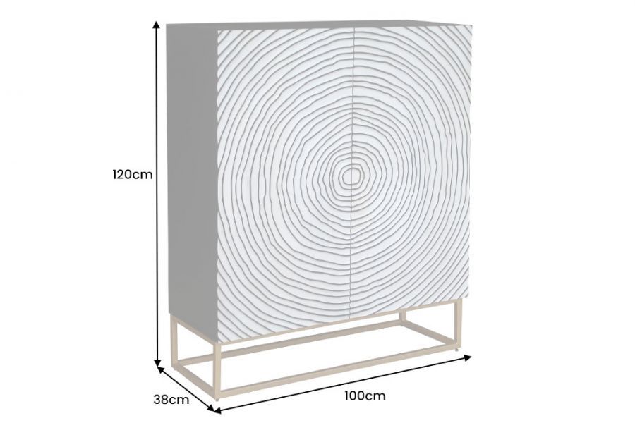 Komoda Zen Circle 3D drewno mango 120 cm biała - Invicta Interior