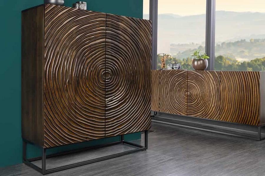 Komoda Zen Circle 3D drewno mango 120 cm brązowa - Invicta Interior