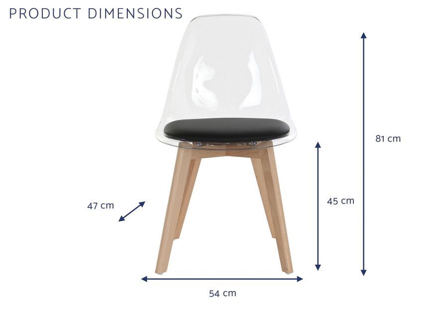 Krzesło transparentne na drewnianych nogach czarne