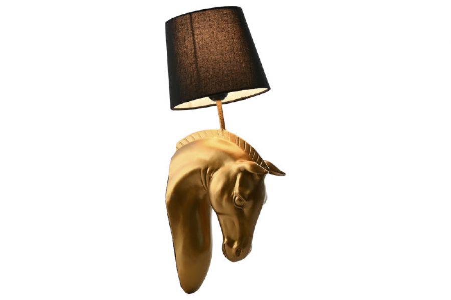 Lampa ścienna kinkiet Koń złoty vintage 