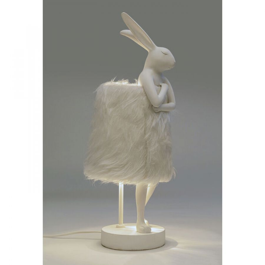 Lampa stołowa Animal Rabbit biała futerkowa 50 cm - Kare Design