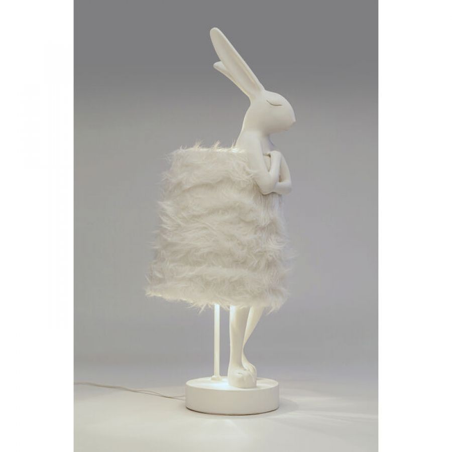 Lampa stołowa Animal Rabbit biała futerkowa 68 cm - Kare Design