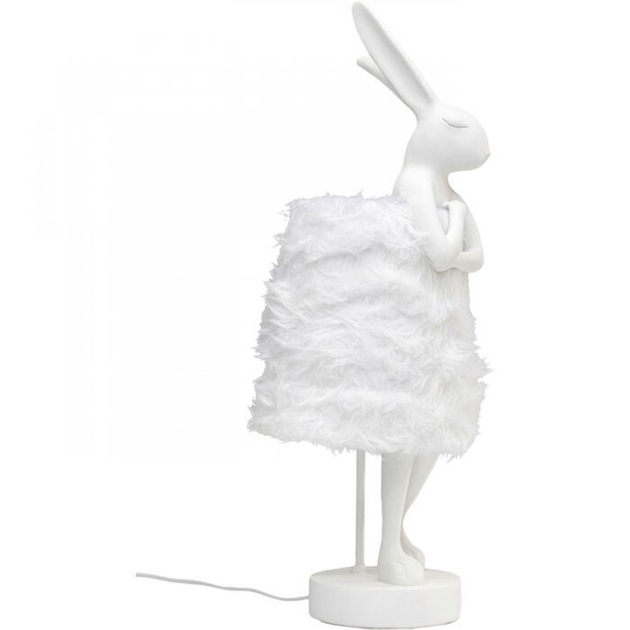 Lampa stołowa Animal Rabbit biała futerkowa 68 cm - Kare Design