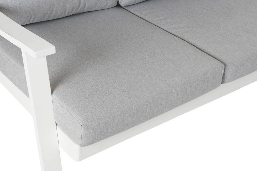 Sofa ogrodowa aluminiowa biała szara ze stolikiem