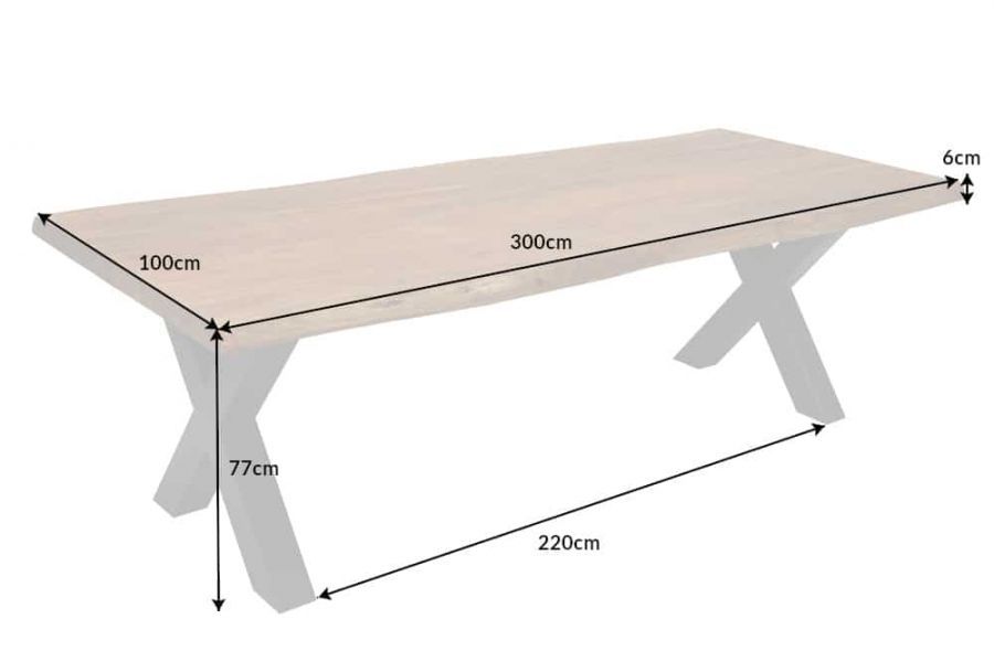 Stół Mammut X 300cm drewno akacjowe 60mm natur - Invicta Interior